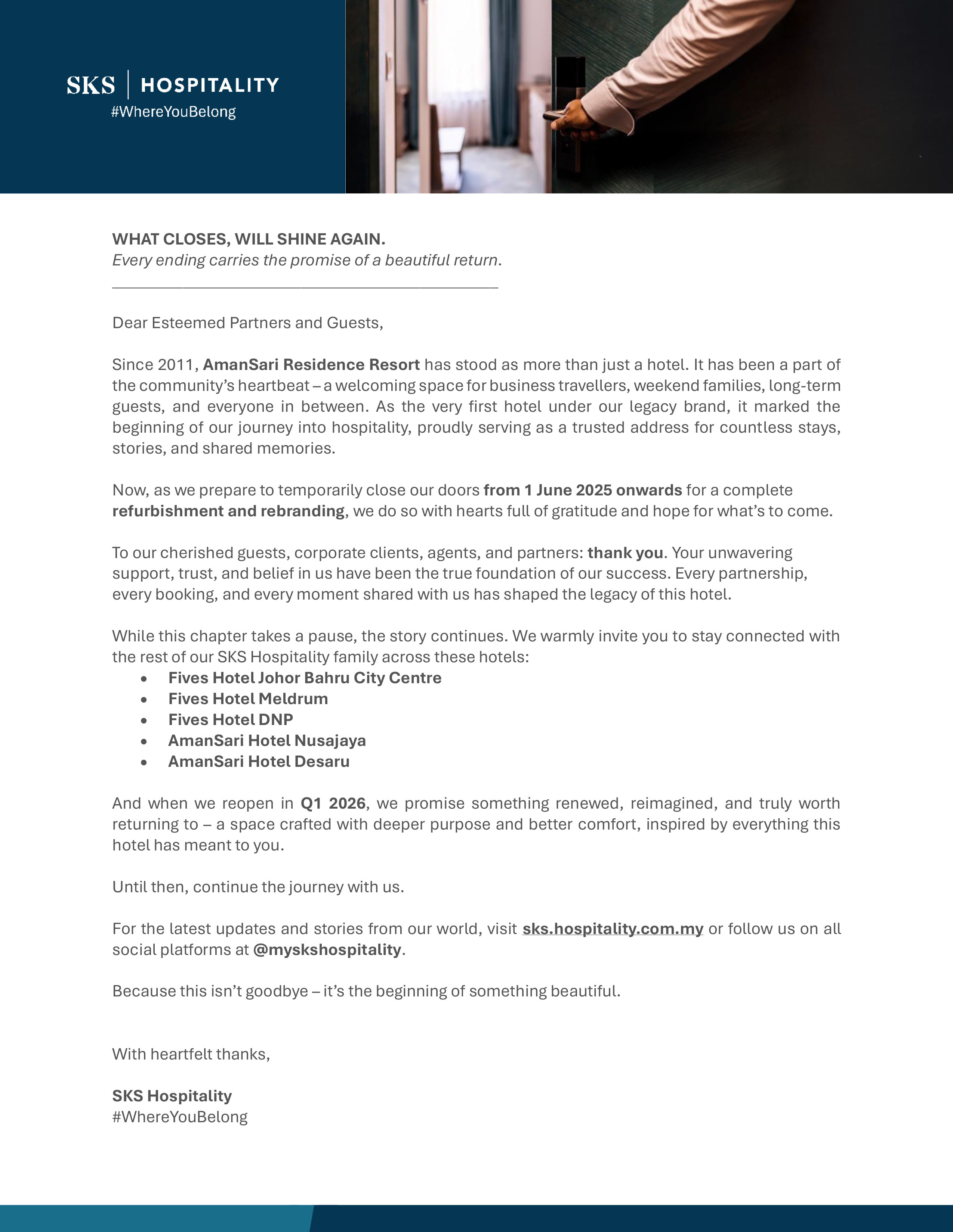 Hotel Announcement